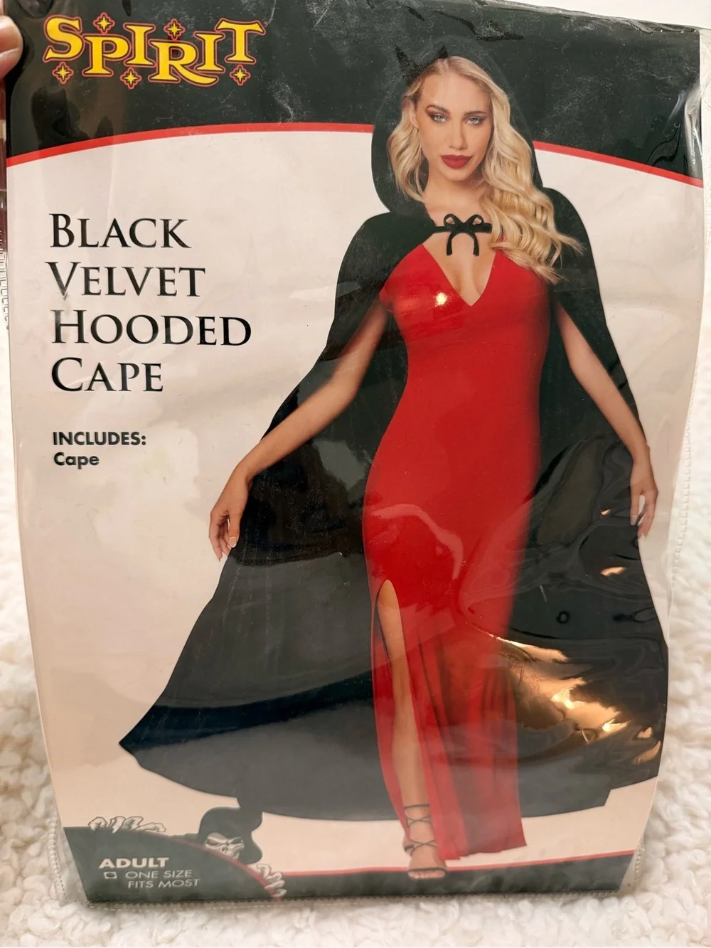 Spirit Black Velvet Hooded Cape Sz OS - Picture 1 of 5